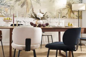 Chaises en tissu velours taupe et métal noir (lot de 2) ATRIUM