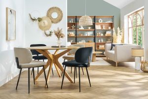 Chaises en tissu velours taupe et métal noir (lot de 2) ATRIUM