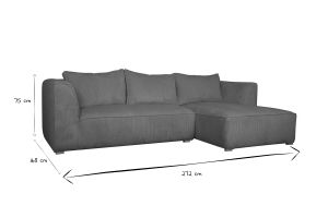 Canapé d'angle droit design en tissu velours côtelé terre brûlée 3-4 places PANAM