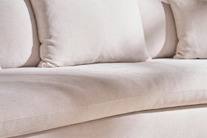 Canapé convertible déhoussable 3-4 places design haricot en tissu effet velours beige clair SACHA