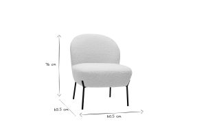Fauteuil en tissu effet laine bouclée blanc et métal noir BELEY