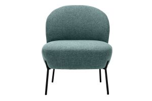 Fauteuil en tissu vert de gris et métal noir BELEY