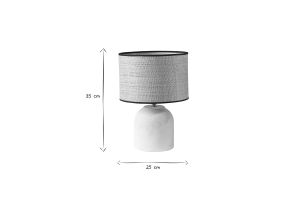 Lampe à poser blanche en céramique effet pierre et abat-jour en raphia H35 cm ROCHA