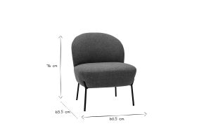 Fauteuil en tissu vert de gris et métal noir BELEY