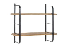 Mensola murale in legno massello di mango e metallo nero L70 cm AKINA
