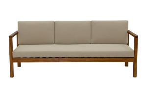 Canapé de jardin 3 places en bois massif et coussins déhoussables taupe L190 cm AKIS