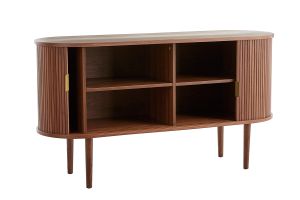 Buffet vintage en bois foncé noyer 2 portes coulissantes L138 cm EPIC