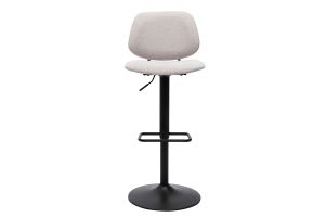 Tabourets de bar relevables design en tissu effet velours beige et métal noir BARNET (lot de 2)