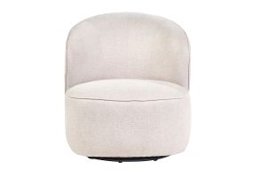 Fauteuil design pivotant en tissu effet velours texturé beige AMBER