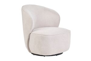 Fauteuil design pivotant en tissu effet velours texturé beige AMBER