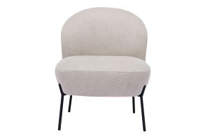 Fauteuil en tissu effet velours texturé beige et métal noir BELEY