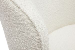 Fauteuil design pivotant en tissu effet laine bouclée blanc AMBER