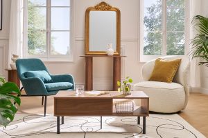 Fauteuil design pivotant en tissu effet laine bouclée blanc AMBER