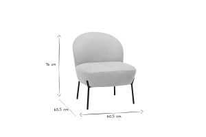 Fauteuil en tissu effet velours texturé beige et métal noir BELEY