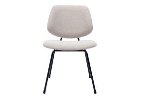 Chaises design en tissu effet velours texturé beige et métal noir (lot de 2) BARNET