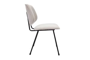 Chaises design en tissu effet velours texturé beige et métal noir (lot de 2) BARNET