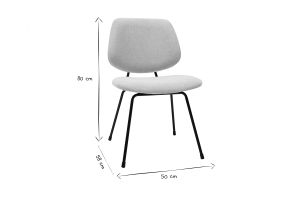 Chaises design en tissu effet velours texturé beige et métal noir (lot de 2) BARNET