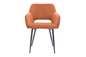 Chaises en tissu velours côtelé terre brûlée et métal noir (lot de 2) LAURETTE