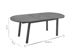 Table de jardin extensible rallonges intégrées en bois massif L160-210 cm MAYEL