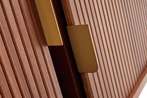 Meuble TV vintage bois foncé noyer avec rangements 2 portes coulissantes L180 cm EPIC