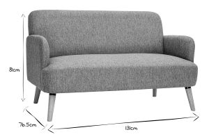 Canapé scandinave 2 places en tissu gris clair et bois clair ISKO