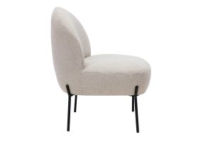 Fauteuil en tissu effet velours texturé beige et métal noir BELEY