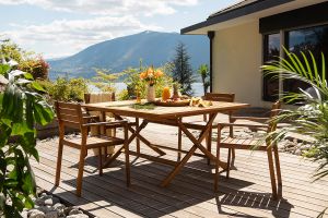 Table de jardin pliante carrée en bois massif L140 cm SANTIAGO