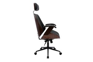 Fauteuil de bureau de direction design noir, bois foncé et métal noir MUSK
