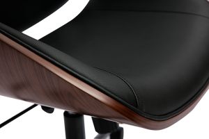 Fauteuil de bureau de direction design noir, bois foncé et métal noir MUSK