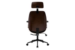 Fauteuil de bureau de direction design noir, bois foncé et métal noir MUSK