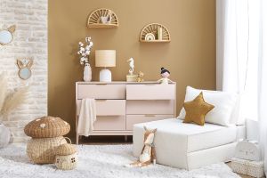 Chauffeuse 1 place convertible en tissu effet laine bouclée blanc VICTOR