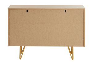 Buffet design gravé finition bois clair chêne et métal doré 2 portes L107 cm OZEN