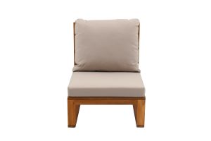 Salon de jardin d'angle 6-8 places en bois massif avec coussins déhoussables taupe SALSA