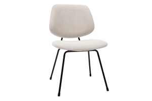 Chaises design en tissu effet velours texturé beige et métal noir (lot de 2) BARNET