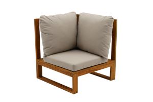 Salon de jardin d'angle 6-8 places en bois massif avec coussins déhoussables taupe SALSA