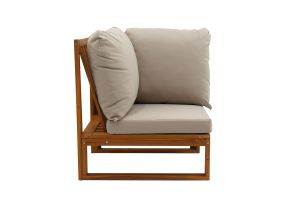 Salon de jardin d'angle 6-8 places en bois massif avec coussins déhoussables taupe SALSA