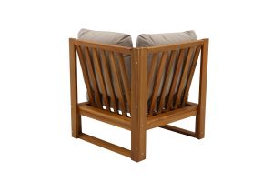 Salon de jardin d'angle 6-8 places en bois massif avec coussins déhoussables taupe SALSA