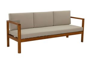 Canapé de jardin 3 places en bois massif et coussins déhoussables taupe L190 cm AKIS
