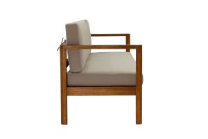 Canapé de jardin 3 places en bois massif et coussins déhoussables taupe L190 cm AKIS