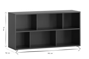 Bibliothèque basse noire L140 cm EPURE
