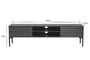 Meuble TV en bois foncé manguier massif et métal noir 2 portes L160 cm ONDA