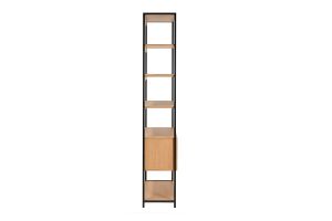 Bibliothèque étagère avec rangement fermé finition bois clair chêne et métal noir L94 cm FLEA