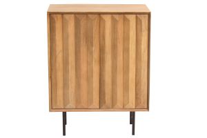 Buffet en bois manguier massif gravé et métal noir 2 portes L70 cm AGRA