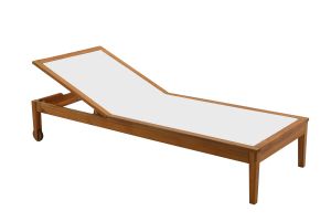 Lettino prendisole bianco e legno massello NAVEEN