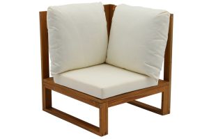 Salon de jardin d'angle 6-8 places en bois massif avec coussins déhoussables beige naturel SALSA