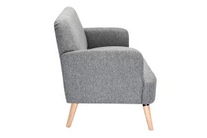 Canapé scandinave 2 places en tissu gris clair et bois clair ISKO