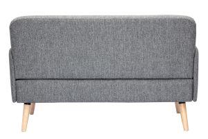 Canapé scandinave 2 places en tissu gris clair et bois clair ISKO