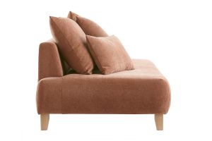 Canapé 3 places en tissu effet velours texturé terre brûlée et bois clair L200 cm ODEON
