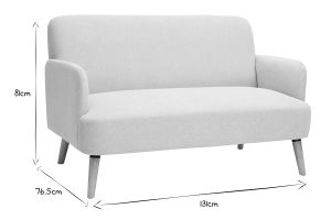 Canapé scandinave 2 places en tissu effet velours texturé beige et bois clair ISKO