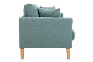 Canapé scandinave déhoussable 3 places en tissu vert de gris et bois clair OSLO